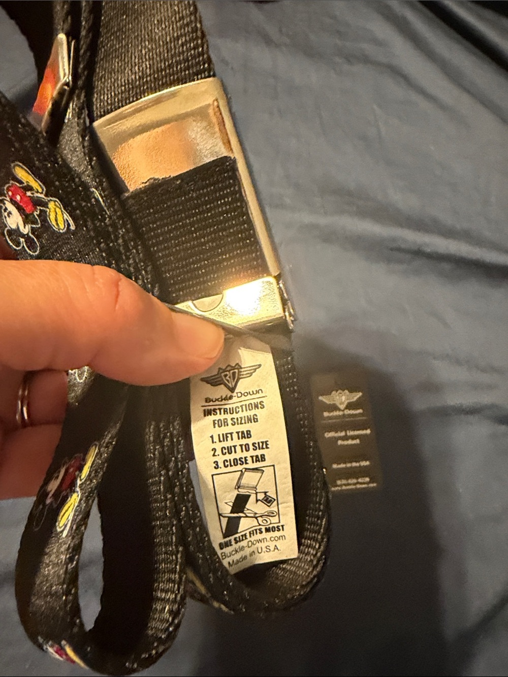 Buckle Down Mickey Mouse Black Web Belt with silverBuckle - Picture 5 of 5